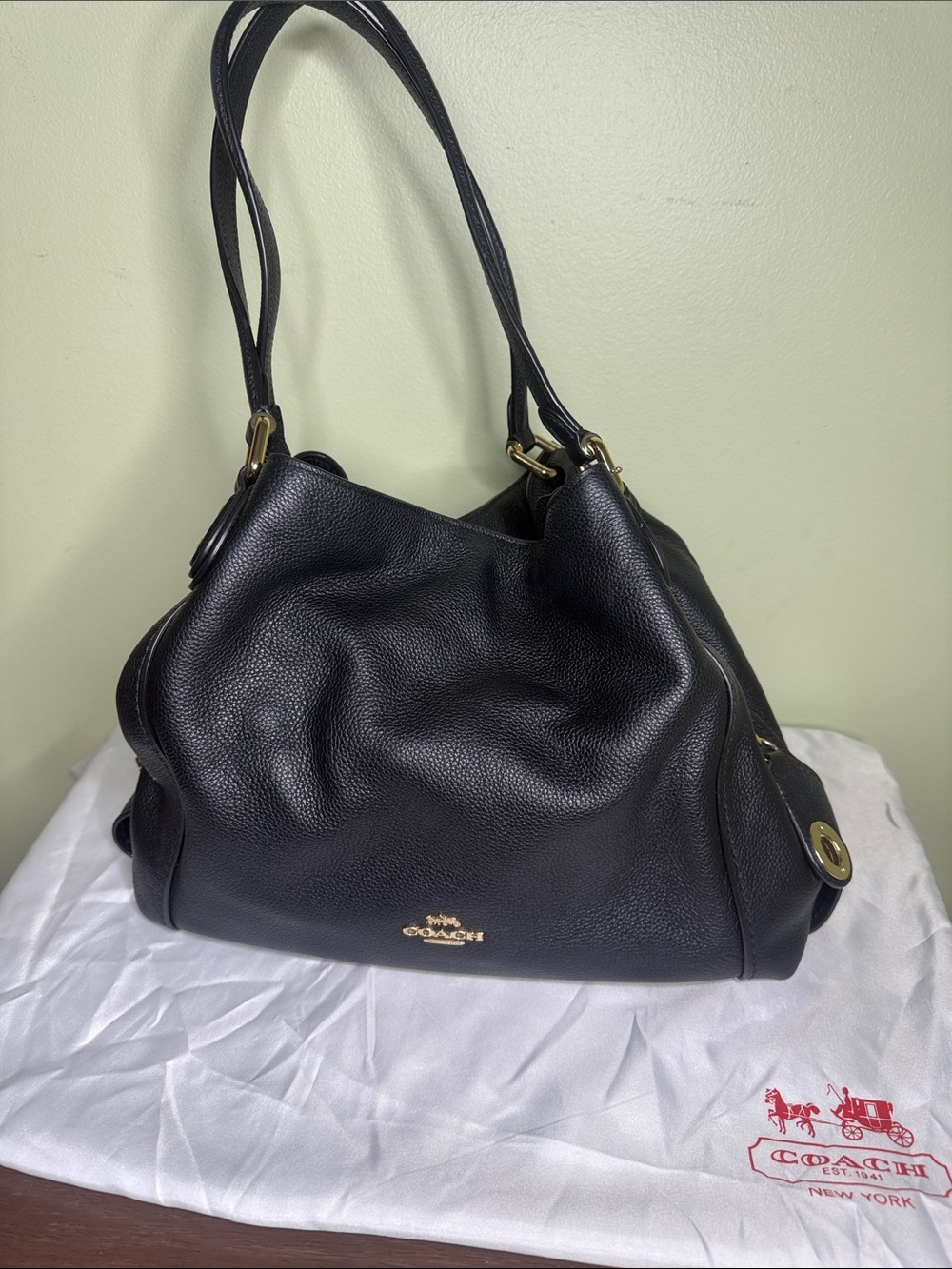 Coach Black Pebbled Leather Hobo with Gold Hardware